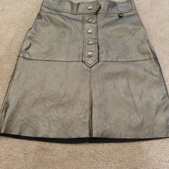 Bloggers Zara Leather Metallic Silver Aged Effect Skirt - Picture 7 of 11